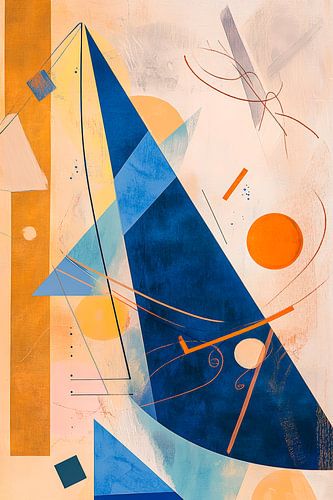 Abstracte geometrie in blauw en oranje
