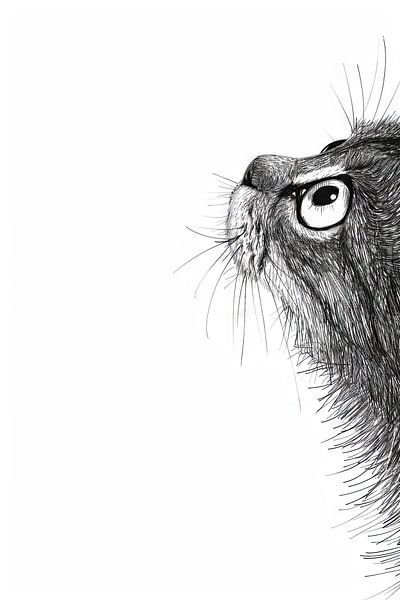 Neugierige Katze - Illustration von Poster Art Shop