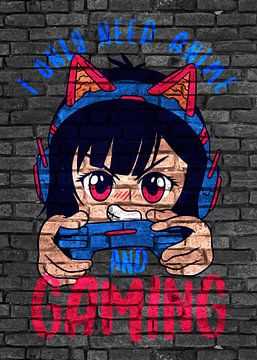 Anime Cat Gaming van KalliDesignShop