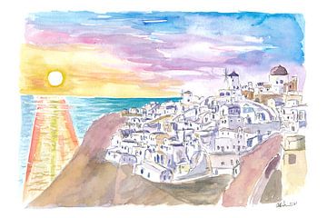 Unvergesslicher Sonnenuntergang auf Santorin mit romantischem Oia und Meerblick von Markus Bleichner