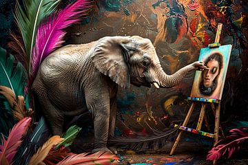 Olifant schildert kunstzinnig portret van Art & Soul Creations