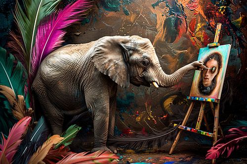 Olifant schildert kunstzinnig portret