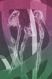 Meadow flowers. Modern abstract botanical geometric art in pink and green by Dina Dankers