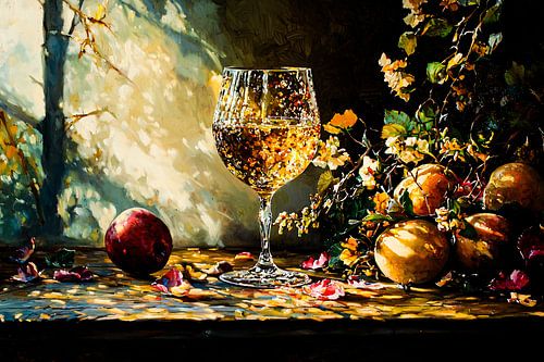 Glas wijn met vruchten