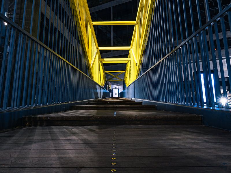 Night shot with a road and railing by Mustafa Kurnaz