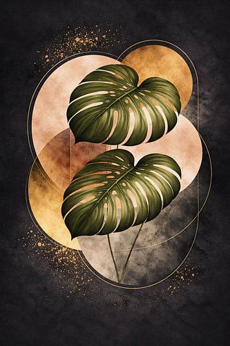 Monstera Gold – Abstracte luxe wanddecoratie