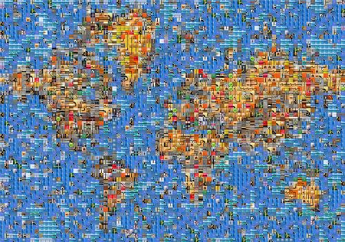 Mosaïque connectée du monde