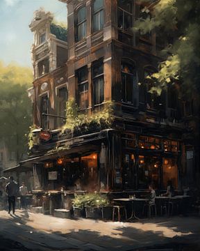 Painting "Café in Amsterdam" by Studio Allee