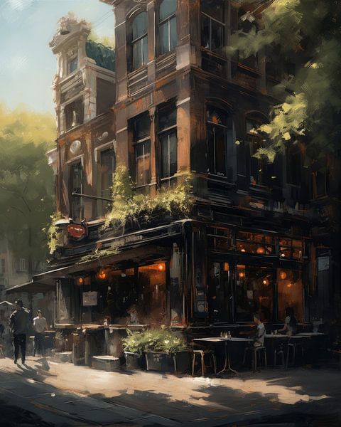 Painting &quot;Café in Amsterdam&quot; by Studio Allee