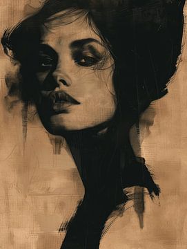 Modern and abstract portrait in earth tones by Carla Van Iersel