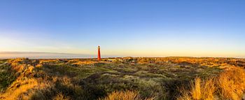 Schiermonnikoog panoramic view in the dunes with the lighthouse 