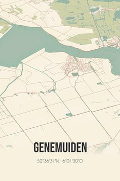 Vintage landkaart van Genemuiden (Overijssel) van Rezona