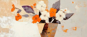 Bloemstuk in warme kleuren van Poster Art Shop