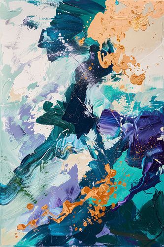 Abstract  met Blauwe en Gouden Verf