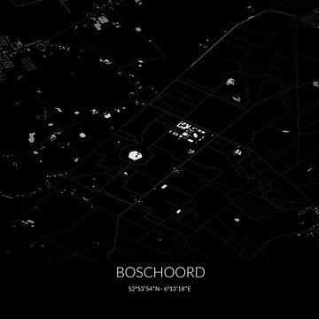 Zwart-witte landkaart van Boschoord, Drenthe. van Rezona