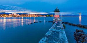Genfer Hafen in Genf bei Nacht von Werner Dieterich
