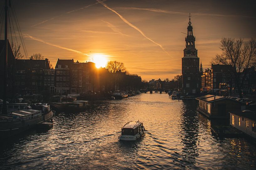 Coucher de soleil sur les canaux d'Amsterdam par Arthur Scheltes
