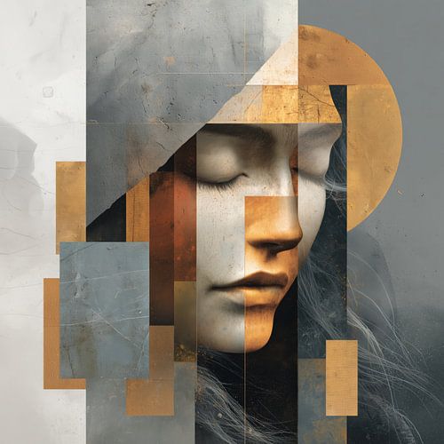 Mosaic face - Modern collage between reality and abstraction