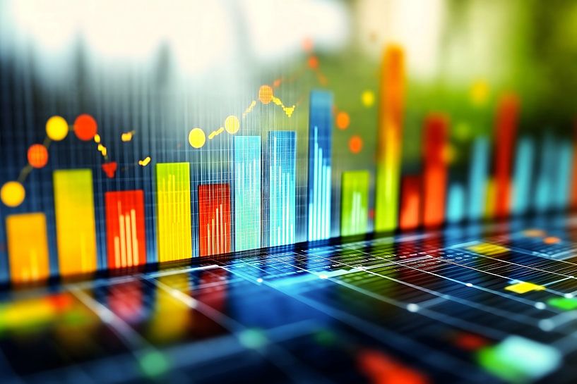Farbiges Balkendiagramm mit Wachstumstrend von Frank Heinz