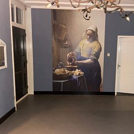 Customer photo: The Milkmaid - Vermeer painting, as wallpaper