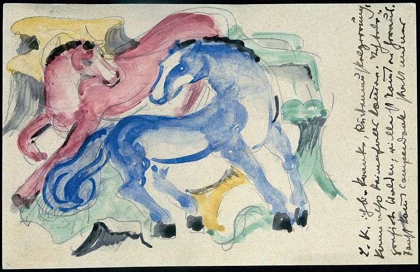 Rotes und blaues Pferd (1913) von Franz Marc von Peter Balan