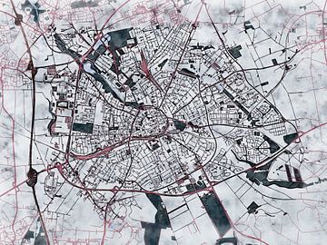 Kaart van Paderborn in de stijl 'White Winter' van Maporia
