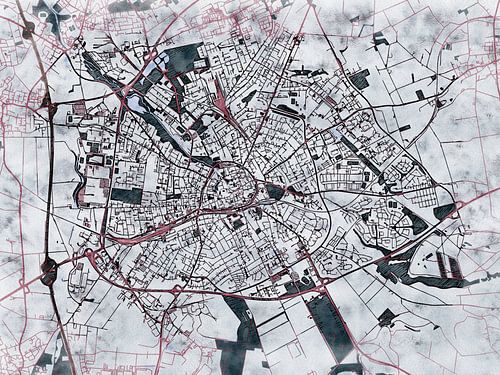 Carte de Paderborn avec le style 'White Winter'
