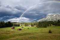 Colorful rainbow over Alps