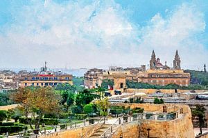 Malta city Valetta watercolor painting #malta
