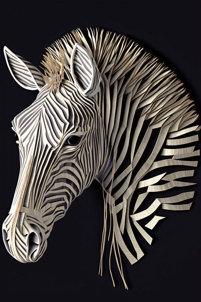 Abstracte zebra, Zwart-wit kunst van Art & Soul Creations