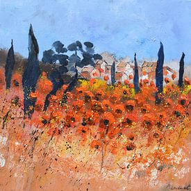Red poppies in Provence by pol ledent
