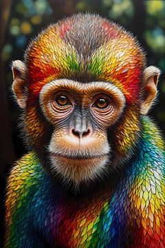 Colourful Monkey in Art Nouveau Style by De Muurdecoratie