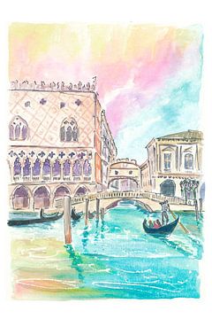 Berühmte Seufzerbrücke in Venedig - Szene vom Wasser aus von Markus Bleichner
