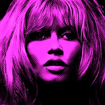 Motif Brigitte Portrait Bardot - Neon Pink Vintage