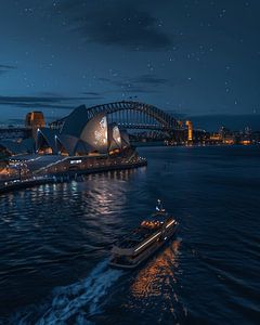 Blick auf Sydney Harbor in der Nacht