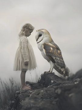 Mädchen mit riesiger Eule von haroulita