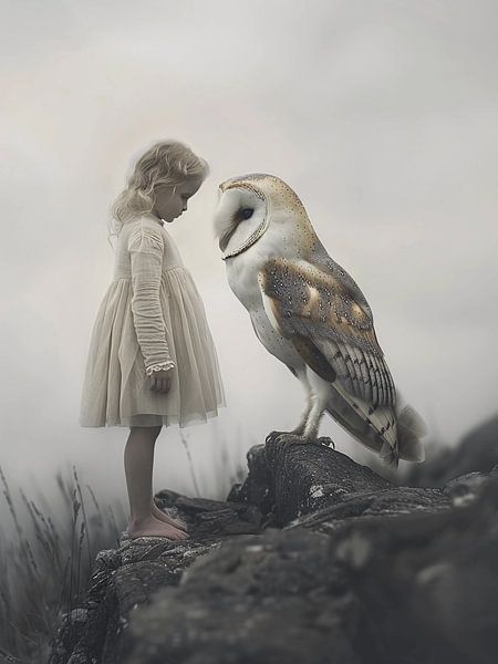 Mädchen mit riesiger Eule von haroulita