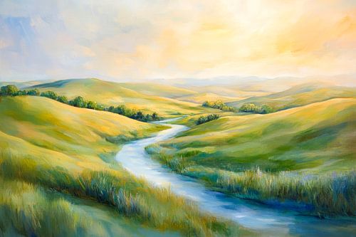 Paysage fluvial Coucher de soleil