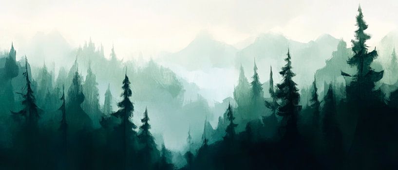 Forêt de brouillard paysage par Poster Art Shop