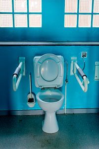 HDR urbex blue toilet for the disabled