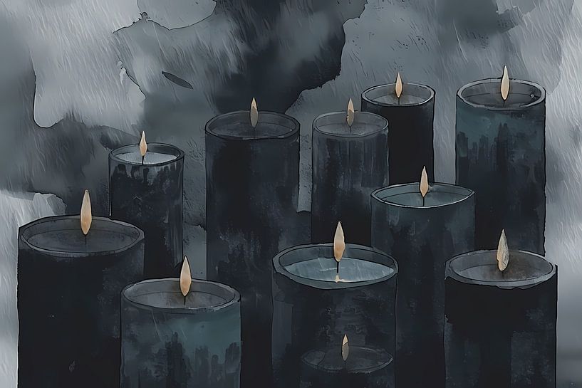 Sereen schilderij van kaarsen met vlammen van Art & Soul Creations