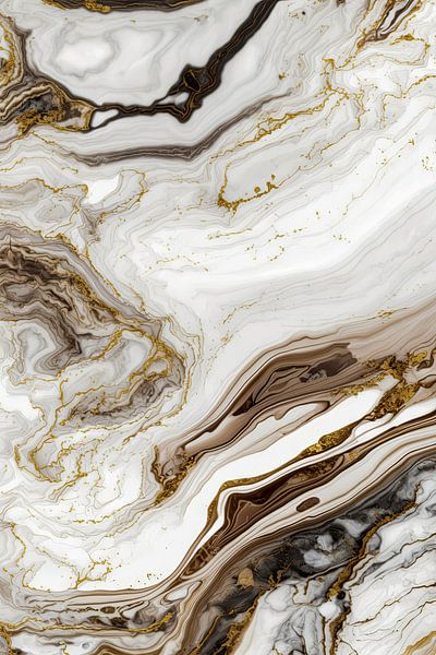 Marmor braun weiß gold 2 von Digitale Schilderijen