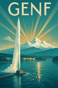 Genf Schweiz Vintage Travel Poster