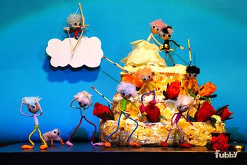 Fubby bruiloft met cupido die voor liefde zorgt. van Sailographic Paula