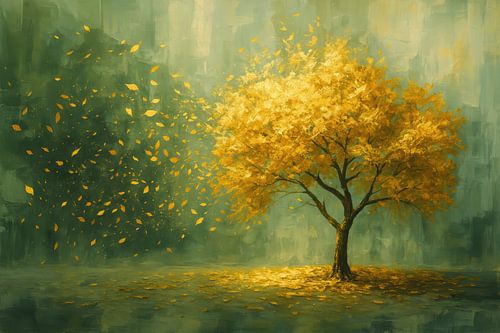 Herfstboom met gouden bladeren