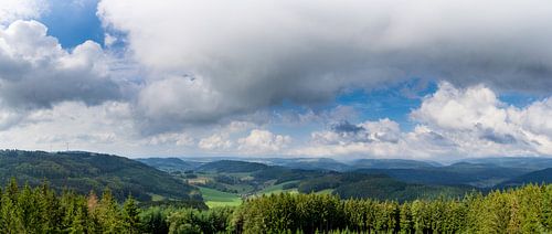 Duitsland, XXL panorama aard van zwart boslandschap van top