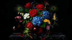 Schönes zeitloses Blumenstillleben im altmeisterlichen Stil