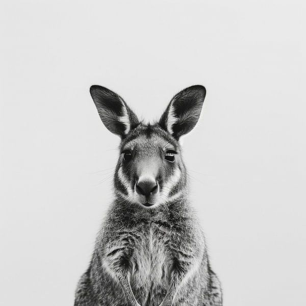 Känguru in Schwarz-Weiß von Poster Art Shop