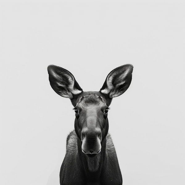 Imposing elk - black and white photography for wildlife lovers by Poster Art Shop