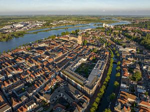 Kampen Frühlingsabend Luftbildpanorama